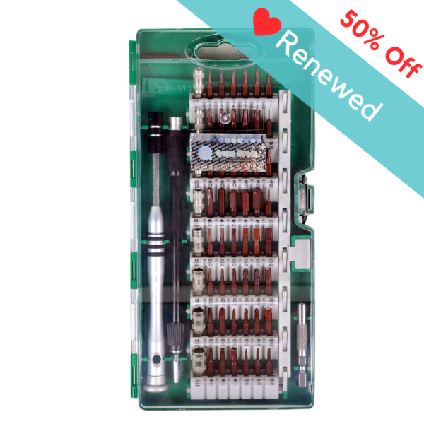 Renewed: Quad Store 60in1 S2 Precision Screw Driver Set for Smartphone, Mobile, Laptop, Tablet, Game Console And Household Repair Tool Kit, Green