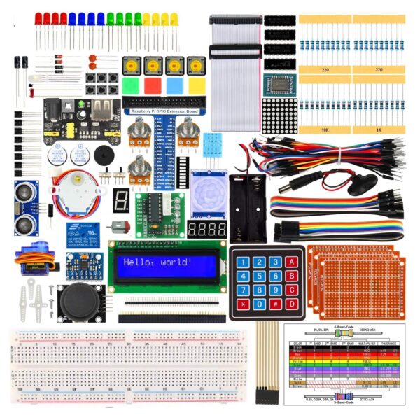 ABC Kit compatible with Raspberry Pi 4B /3B+ / 3B / 3A+ / 2B / 1B+ / 1A+ / Zero W/Zero with 250+ page detailed colorful graphic pdf tutorial (without Raspberry)