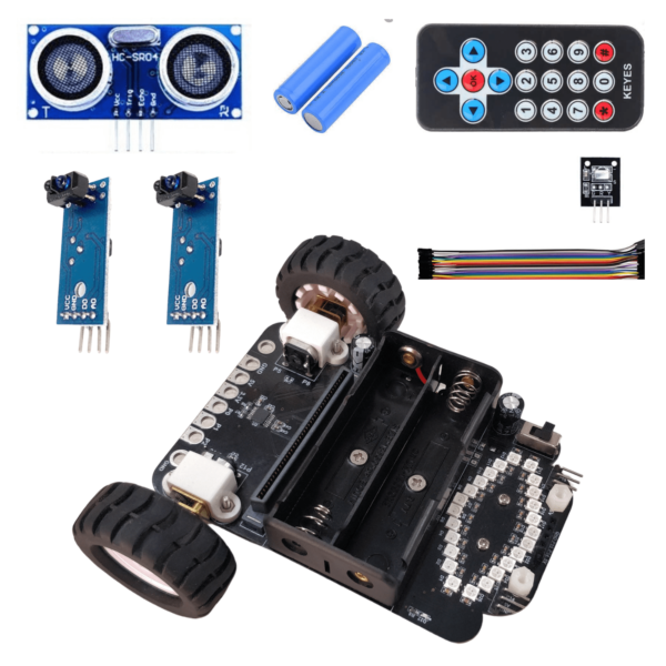 Quad Store 3in1 Smart Car with Obstacle Avoidance, Line Following and IR Remote Control Compatible with BBC Microbit (without microbit)