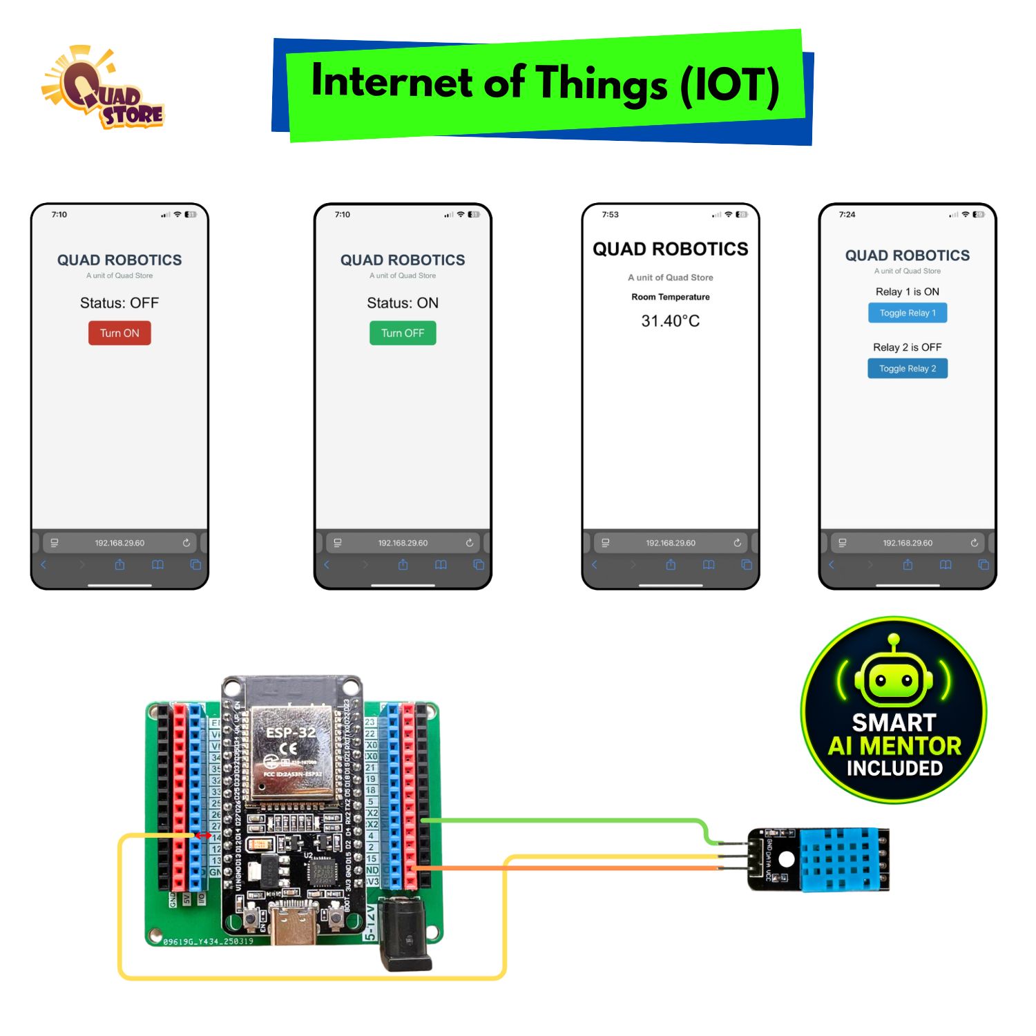 Quad Store Super Starter IoT Kit for ESP32 Type-C Board Compatible with Arduino IDE | AI Mentor Included for Coding, Robotics, Electronics & STEM Learning - Image 3