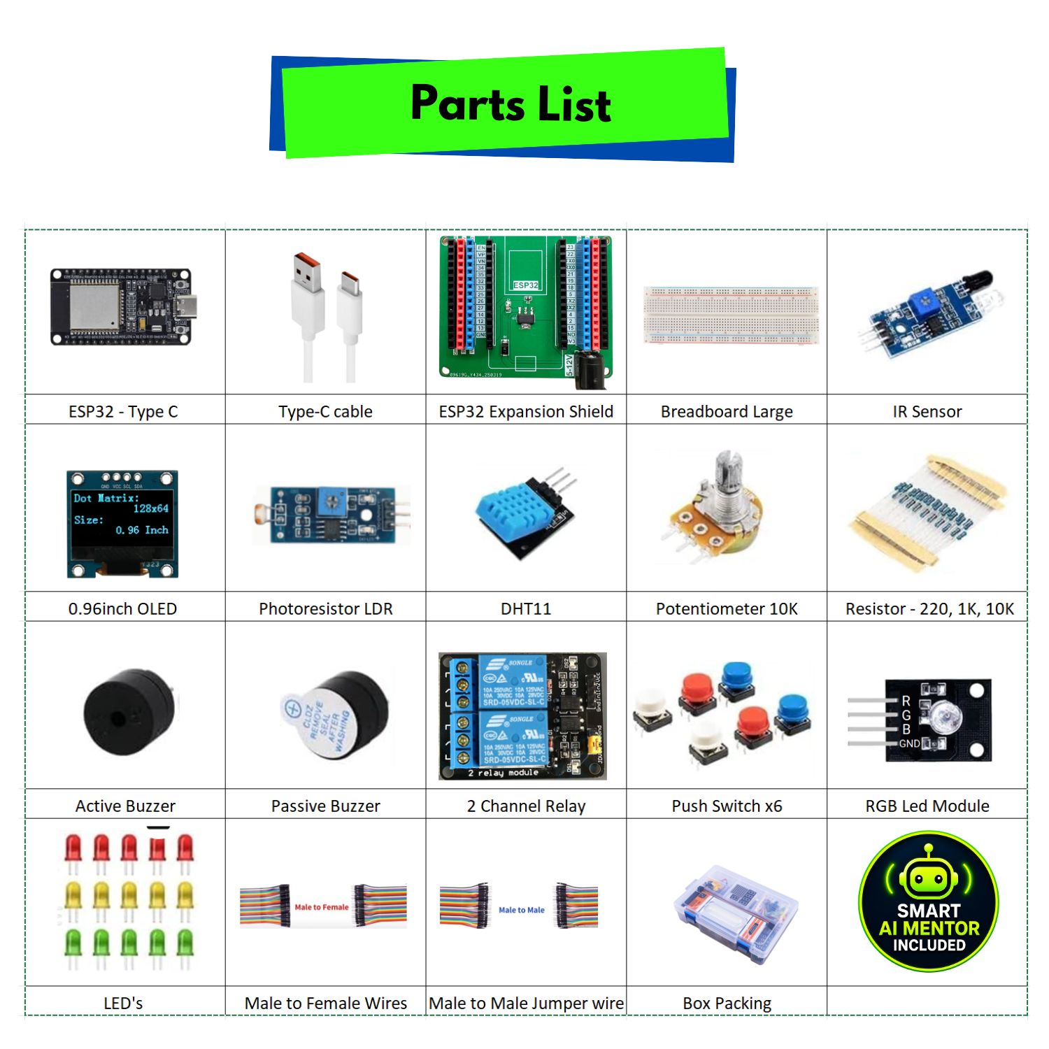 Quad Store Super Starter IoT Kit for ESP32 Type-C Board Compatible with Arduino IDE | AI Mentor Included for Coding, Robotics, Electronics & STEM Learning - Image 6